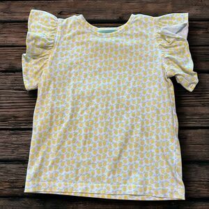 Sage & Lilly Girls Lemon Print Ruffle Sleeve Top Size 3T Spring 2023 Cotton